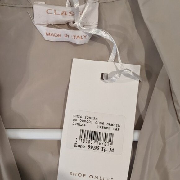CLASS ITALY Women's Lightweight Coat Jacket Trench Coat sz Medium Beige Grey - Picture 3 of 10